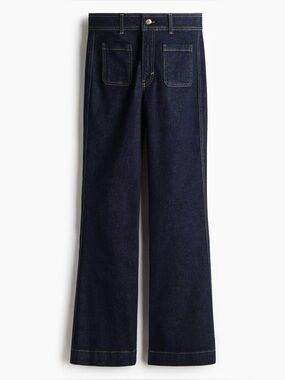 H&M Dark Denim Blue Flared High-Rise Jeans